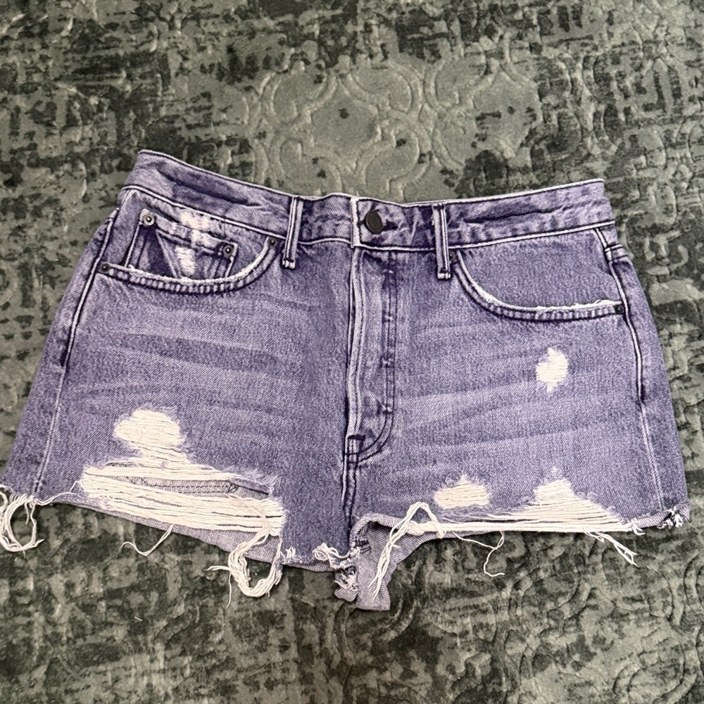 GRLFRND Lavender Distressed Cindy Jean High Rise Shorts